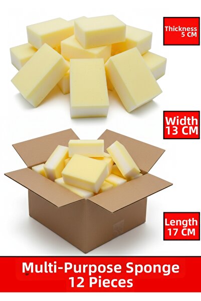 Pc Premium Center Multi-Purpose Sponge - 12 Pieces - Cleaning Sponge - Suitable for Car Washing Sponge Use