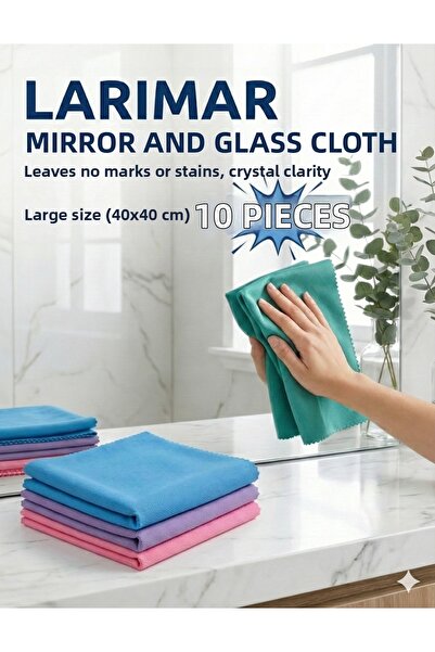 Larimar Premium 10 bucăți 40x40cm cârpă din microfibră pentru sticlă și curăț...