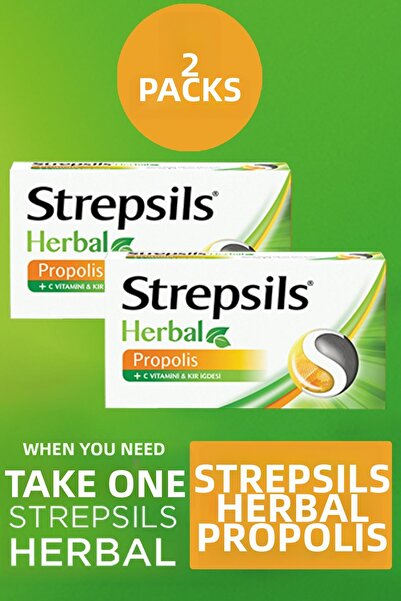 STREPSİLS Herbal Propolis Flavored 16 Pastilles 2 Pieces