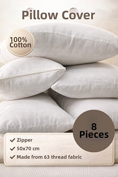 Hayal çeyiz Cotton White Pillowcase Inner Liner, Zippered Pillowcase, Pillow Mattress 50X70
