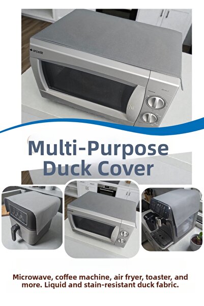 BeybiNest Anthracite Gray 2-Piece Duck Linen Multi-Purpose Liquid and Stain Resistant Microwave Oven Airfryer Coffee Machine Cover