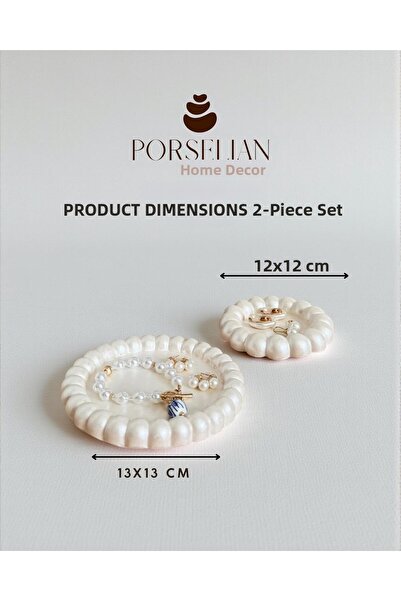 Porselian Set of 2 Decorative Balloon Bubble Cream Jewelry Plate and Presentation Bowl Modern Ring Holder Object
