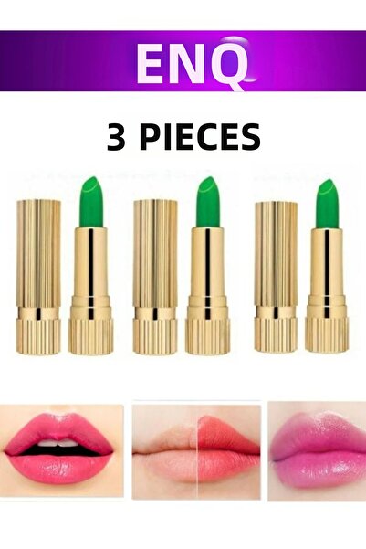 ENQ أحمر الشفاه السحري الذي يتغير لونه يدوم 24 ساعة، أحمر الشفاه الوردي - 3 قطع