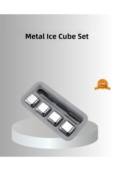 ASTRALTECH Stainless Metal Ice Cube Set with Clip and Cooling Feature Without...