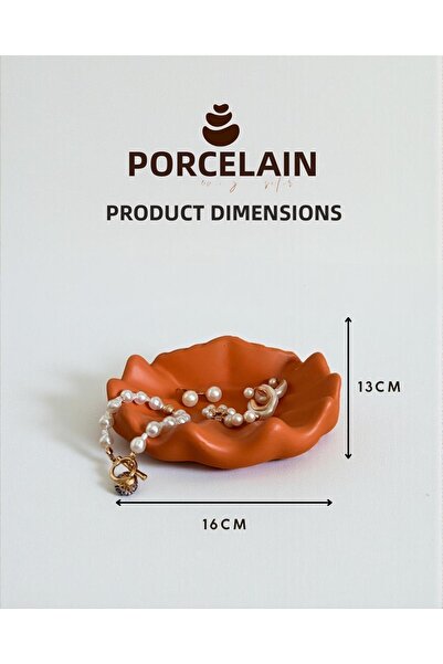 Porselian Decorative Oyster Shell Shaped Jewelry Plate and Presentation Bowl 16X13 cm Aesthetic Object