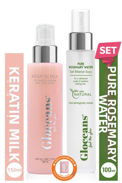 gloceans feel the glow مجموعة مميزات العناية بالشعر بالكولاجين والكيراتين وماء إكليل الجبل