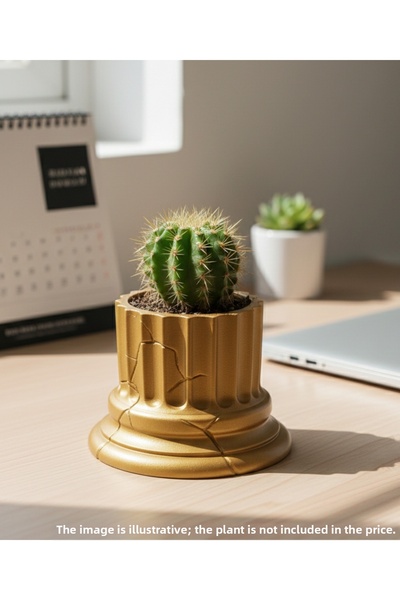 EGATOPTAN Gold Classic Column Form Mini Decorative Flower Pot 7 cm Tabletop O...