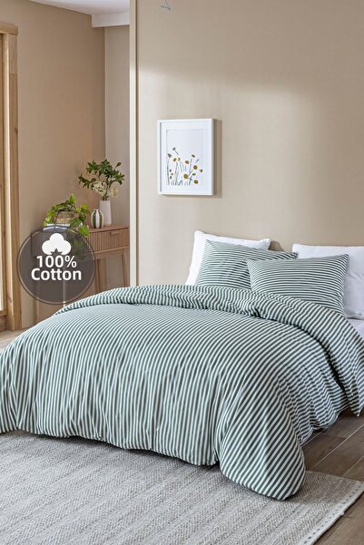 Cote Blanc Stripe 100% Cotton Oversized Duvet Cover Set
