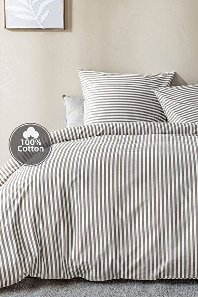 Cote Blanc Stripe 100% Cotton Single Duvet Cover Set