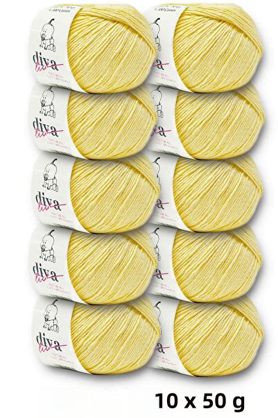 Diva İplik Premium Amigurumi Ipi Punch (Panç) Bebe Soft Cotton 500 Gr (Pack of 10) - Soft Yellow