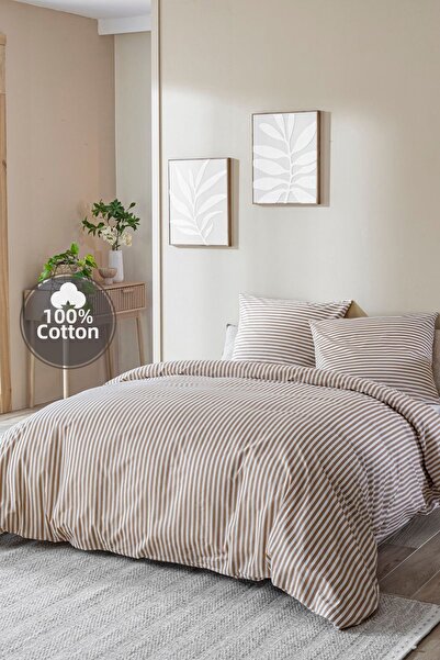 Cote Blanc Stripe 100% Cotton Oversized Duvet Cover Set