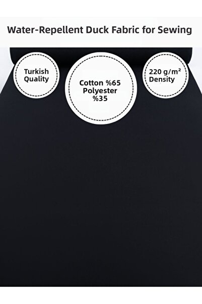 FabricMarket Water Repellent Duck Fabric |   220 G/M² |   65% Cotton 35% Polyester |   180 cm Width |   Durable Fabric for Sewing