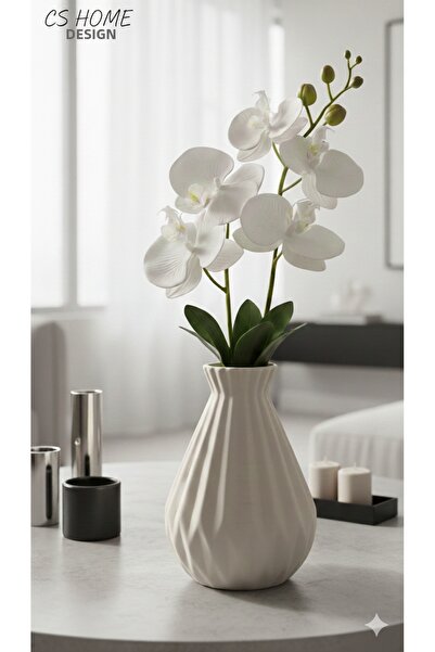 Lui Tasarım Lale croială Vază în stil nordic boem de culoare crem (17 cm)