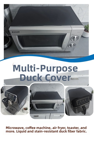 BeybiNest Black 2-Piece Duck Linen Multi-Purpose Liquid and Stain Resistant Microwave Oven Airfryer Coffee Machine Cover