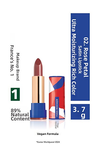 Yves Rocher أحمر شفاه ساتان ملون فائق الترطيب - 02ورد مجفف-3.8 جم-77802