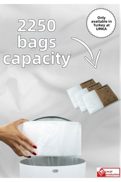 Korbell 3 Pack Domestic Garbage Bags with Fragrance, Compatible with 16Lt Trash Cans, 2250 Baby Diaper Capacity