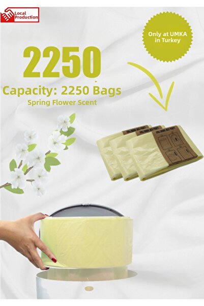 Korbell 16 لتر متوافق مع 3 عبوات - 2250 كيس قمامة محلي معطر بسعة القماش وزهور الربيع