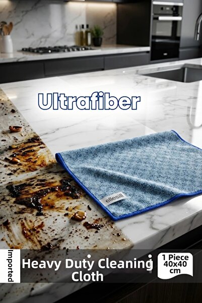 Ellesill Imported Ultrafiber Hard Dirt Cleaning Cloth and Scrubbing Cloth Blue Color Cloth 40X40 cm - 300 Gsm