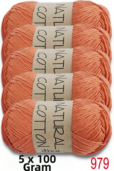 Diva İplik Diva Natural Cotton 979 Portocaliu (Pachet de 5)