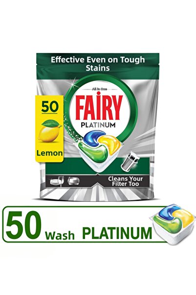 Fairy كبسولات/أقراص منظف الأطباق البلاتينية، 50 غسلة، برائحة الليمون