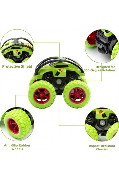 craftivio 360 Degree Somersault Friction Powered Monster Truck - Shockproof Monster Truck Toy Car Green