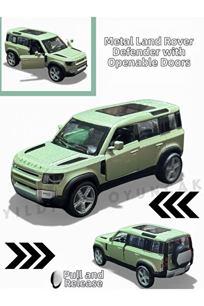 YILDIRIM OYUNCAK Metal Pull & Go Collectible Land Rover Defender 1:43 Suv Car...