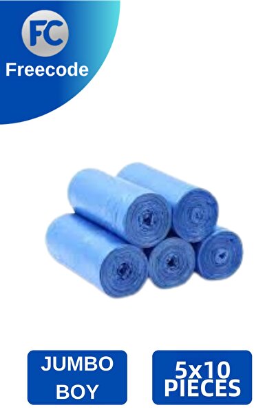 Freecode Standard Jumbo Garbage Bag 80*110 cm 10 Rolls 5 Rolls Blue