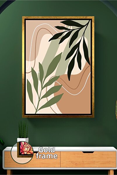 KOSS Dijital Pictură pe pânză în stil boho, cu detalii de frunze, în tonuri n...