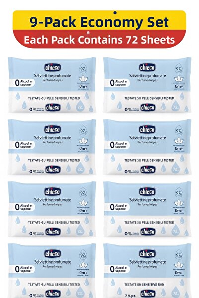 Chicco مناديل مبللة معطرة، 97% من مصادر طبيعية، خالية من الكحول والصابون، تحت...