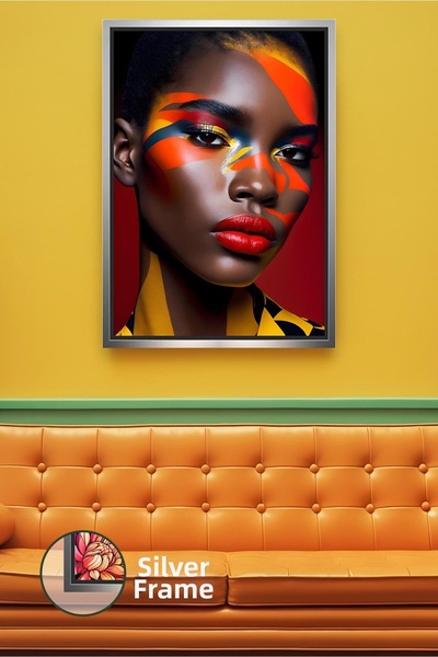 KOSS Dijital Pictură de perete modernă cu portret de femeie pictat în roșu și...