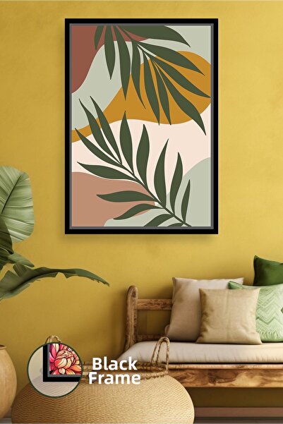 KOSS Dijital Decor de perete în stil boho cu model de frunze, cu forme abstra...