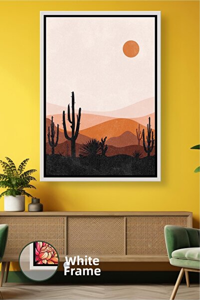 KOSS Dijital Peisaj de deșert cu cactus în tonuri de apus de soare, artă de p...