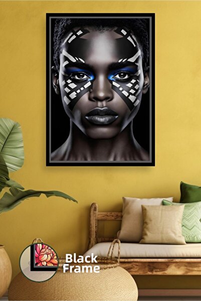 KOSS Dijital Pictură pe pânză înrămată cu detaliu albastru, ton negru, cu faț...