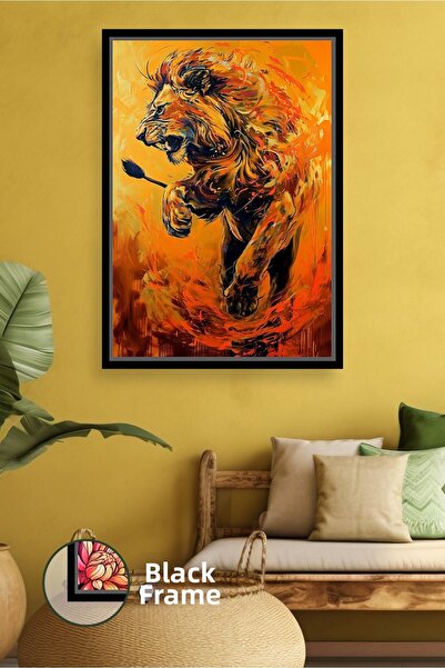 KOSS Dijital Pictură cu leu cu efect de foc, putere, conducere, decor de pere...