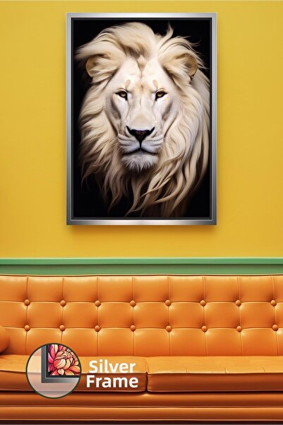 KOSS Dijital Pictură de perete cu leu alb, model animal minimalist, decorare ...