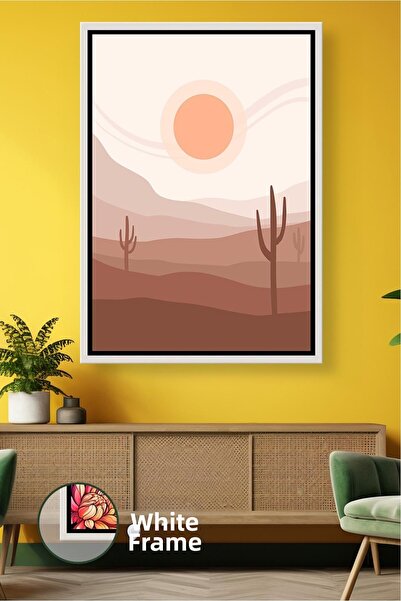 KOSS Dijital Десертен пейзаж Стена изкуство Кактус и слънце-тема Бохемиски ин...