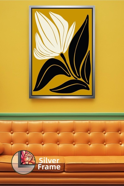 KOSS Dijital Decor modern de perete cu model de flori pe fundal galben, desig...