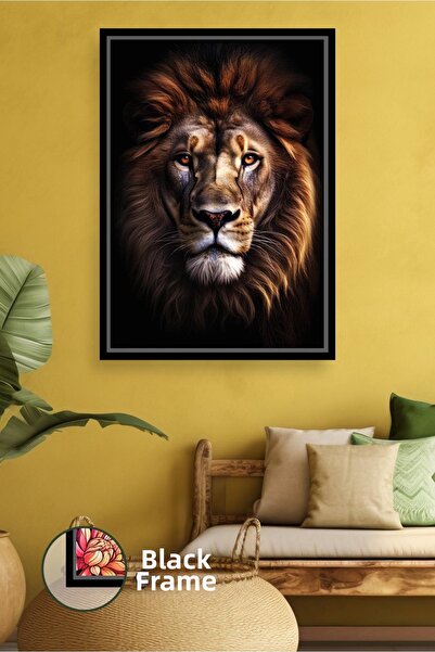 KOSS Dijital Pictură de perete cu leu pentru bărbați, în tonuri întunecate, c...