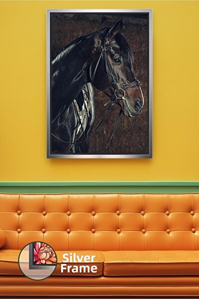 KOSS Dijital Portret de cal negru nobil Estetică clasică a călăriei Decor de ...