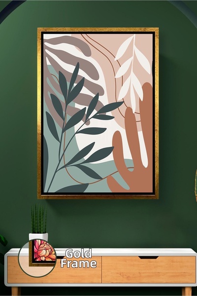 KOSS Dijital Pictură pe pânză în stil boho, cu model de frunze naturale, în t...