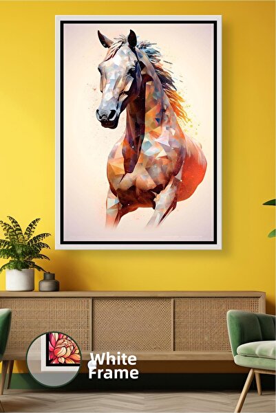 KOSS Dijital Figurină geometrică colorată de cal, artă de perete modernă abst...