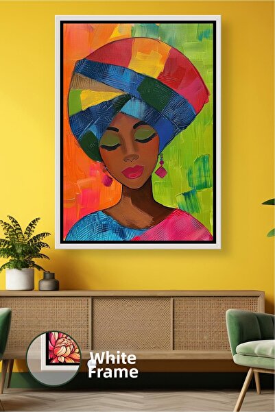 KOSS Dijital Pictură pe pânză înrămată, cu cadru, cu o femeie africană cu cap...
