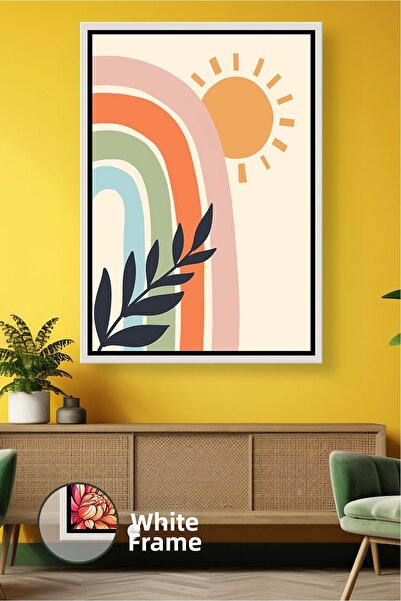 KOSS Dijital Decor de perete în stil boem cu frunze colorate curcubeu, pictur...