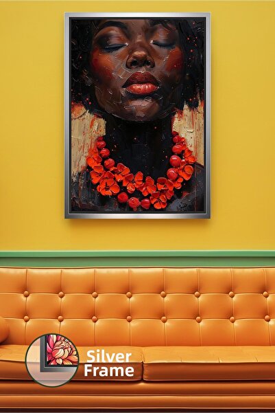 KOSS Dijital Portret de față de o femeie africană cu ochi închis, pictură pe ...