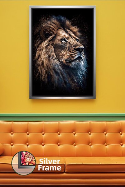 KOSS Dijital Portret realist de leu, tematică animală, fundal întunecat, deco...