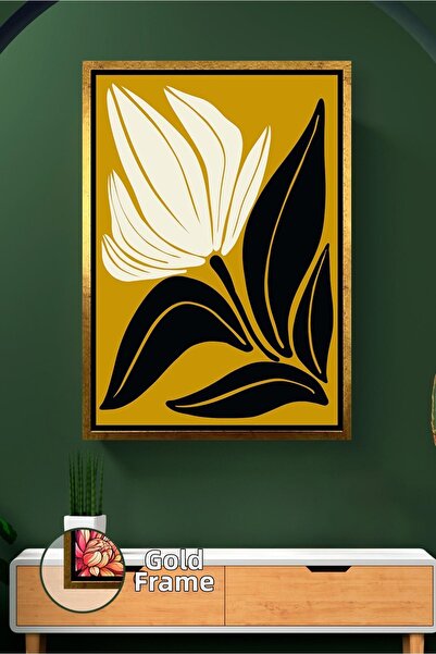 KOSS Dijital Decor modern de perete cu model de flori pe fundal galben, desig...