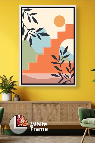 KOSS Dijital Scări abstracte, frunze colorate, decor de perete în stil boho, ...