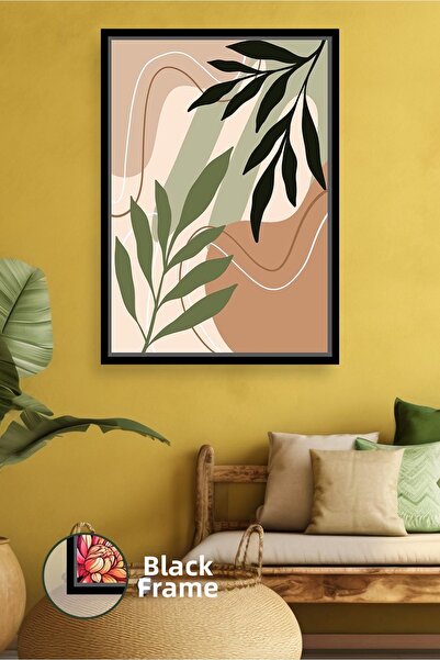 KOSS Dijital Pictură pe pânză în stil boho, cu detalii de frunze, în tonuri n...