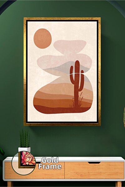 KOSS Dijital Tablou de pânză înrămat în stil bohemian, cu silueta de cactus ș...