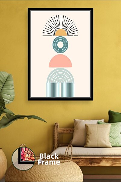 KOSS Dijital Decor de perete geometric boem cu figură solară, pictură pe pânz...